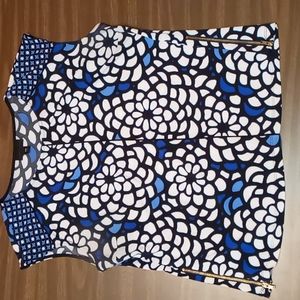 Worthington Blue Floral Patterned Tank w Side Zippers Size PXL